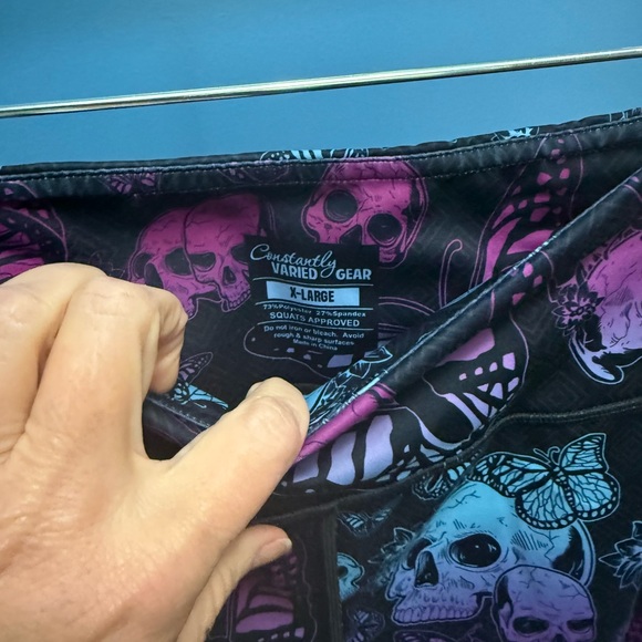 Constantly Varied Gear CVG Capri Leggings - Pink and Blue Skull Butterfly Design - Picture 2 of 4